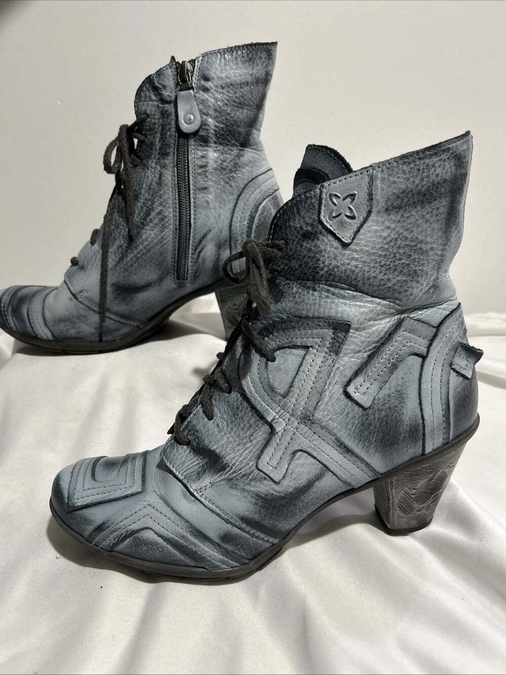Maciejka European Blue-Grey Artsy Heeled Ankle Boots Ladies EU Size 39